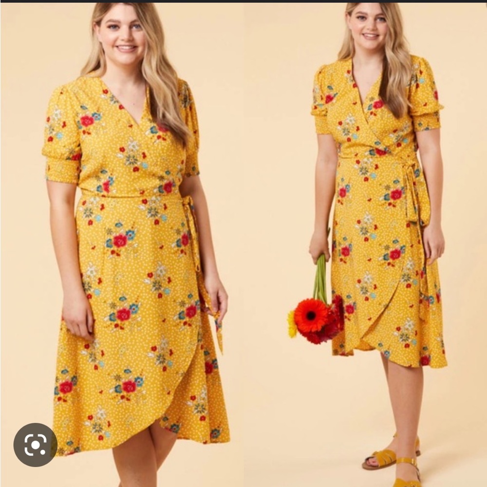 Joanie Clothing yellow wrap dress, Molly Hatch